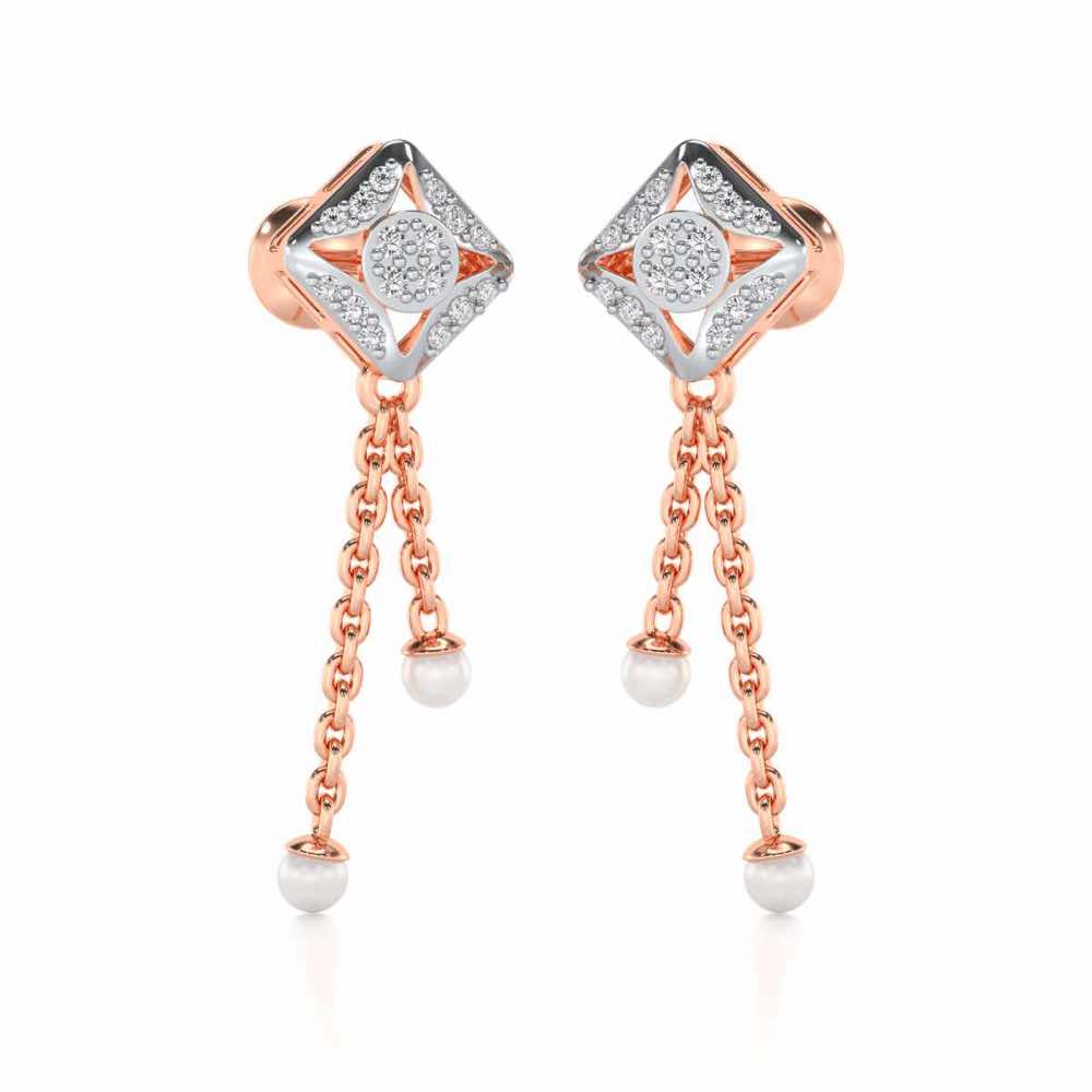 Aks Sitara Silver Dangler Earrings - Rose Gold - Image 2
