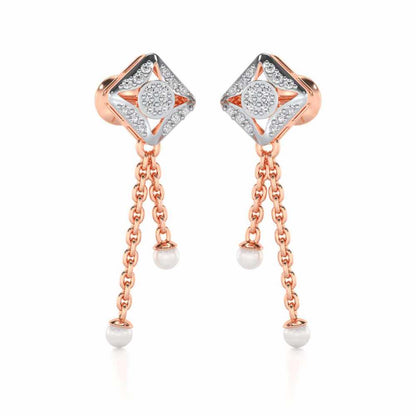 Aks Sitara Silver Dangler Earrings - Rose Gold - Image 2