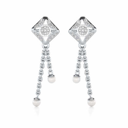 Aks Sitara Silver Dangler Earrings - White Gold - Image 1