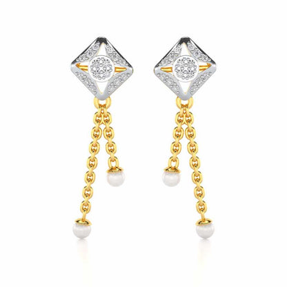 Aks Sitara Silver Dangler Earrings - Yellow Gold - Image 1