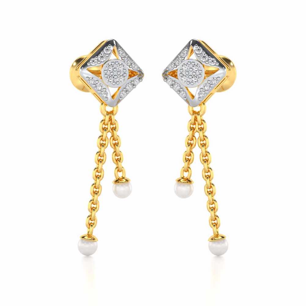 Aks Sitara Silver Dangler Earrings - Yellow Gold - Image 2