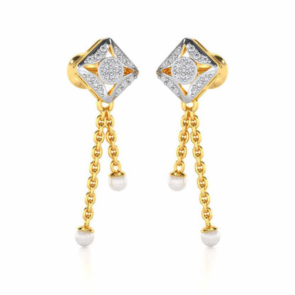 Aks Sitara Silver Dangler Earrings - Yellow Gold - Image 2
