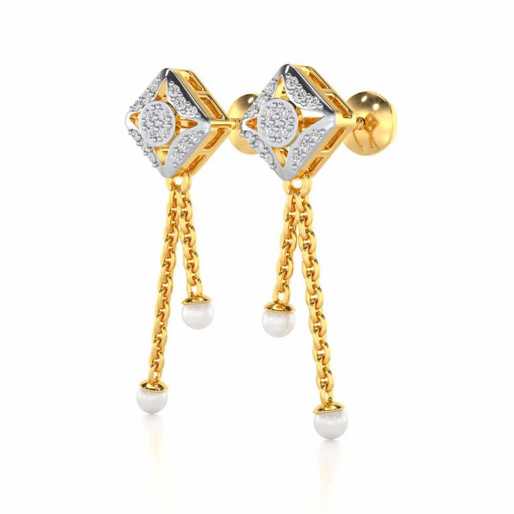 Aks Sitara Silver Dangler Earrings - Yellow Gold - Image 3