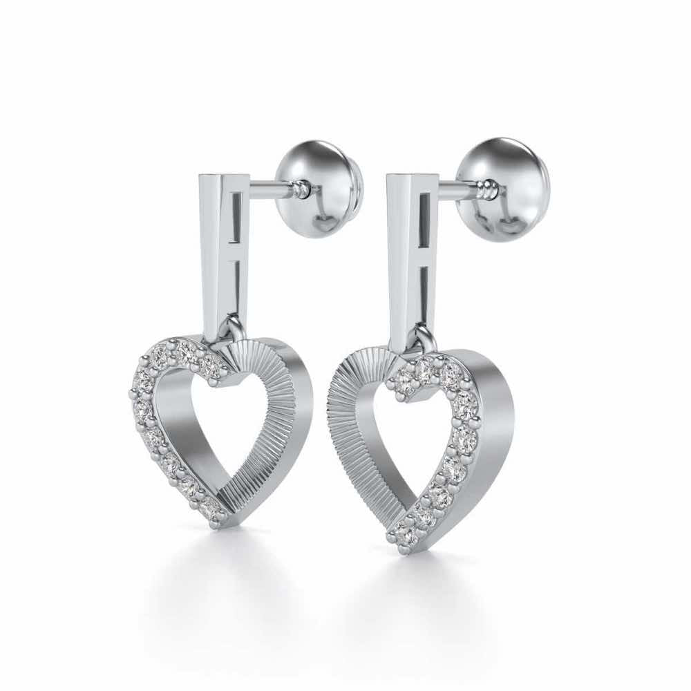 All Hearts Silver Earrings - White Gold - Image 3