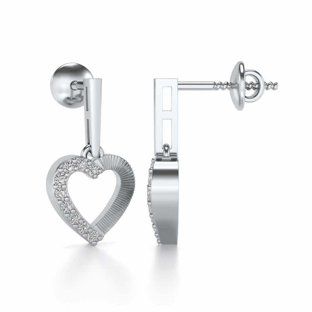 All Hearts Silver Earrings - White Gold - Image 4
