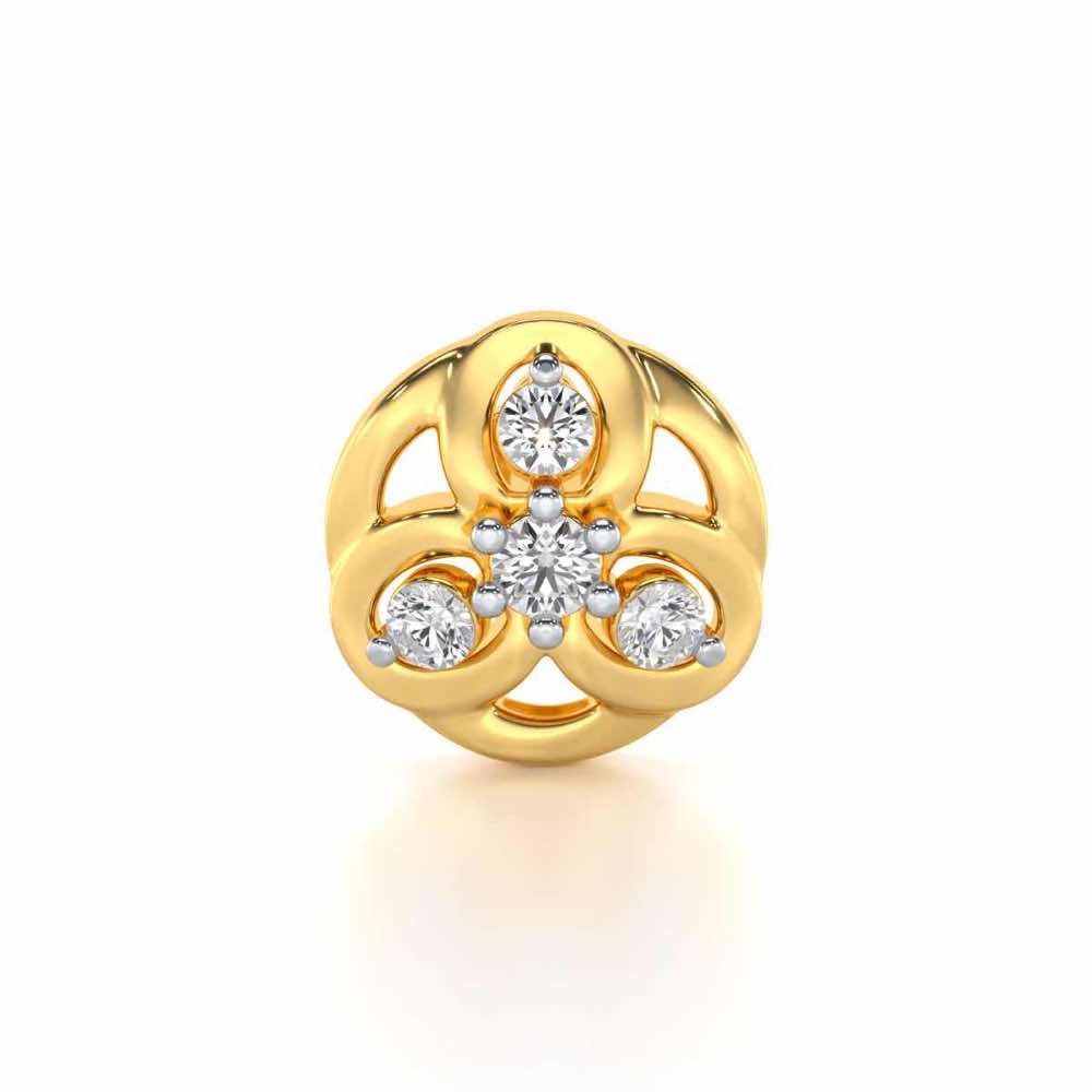 Shiny Silver Nosepin - Yellow Gold - Image 1