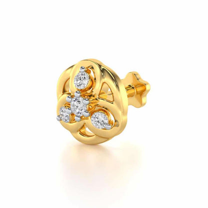 Shiny Silver Nosepin - Yellow Gold - Image 2
