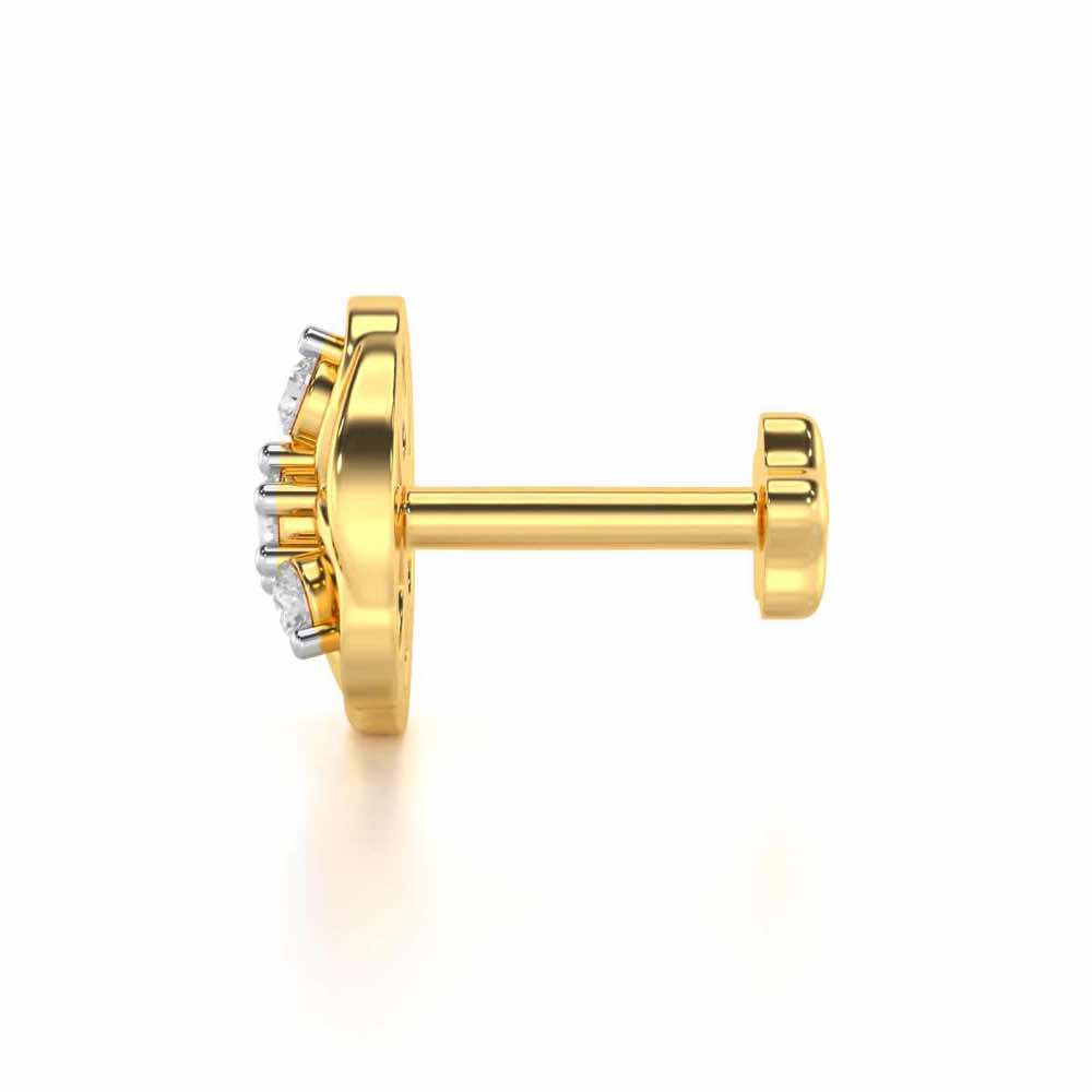 Shiny Silver Nosepin - Yellow Gold - Image 3