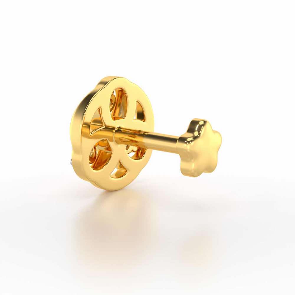 Shiny Silver Nosepin - Yellow Gold - Image 4