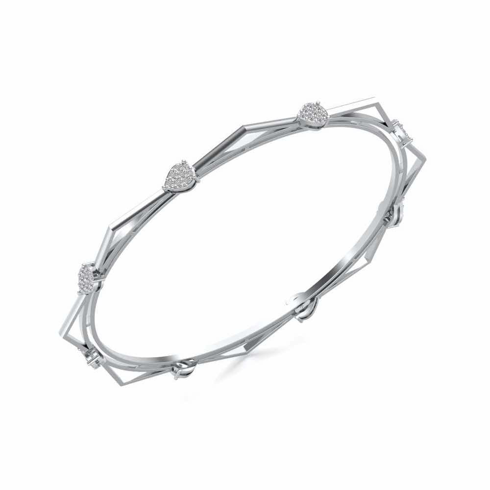 Alzir Silver Bangles - White Gold - Image 1