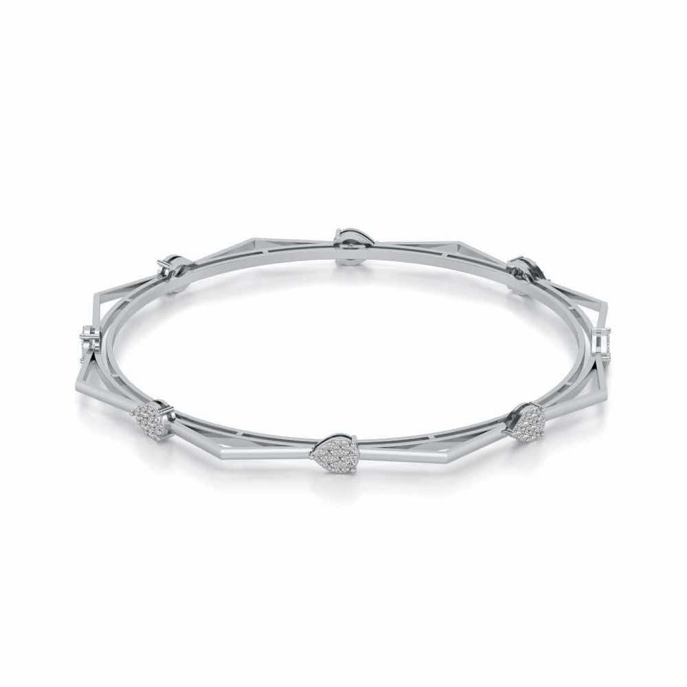Alzir Silver Bangles - White Gold - Image 2