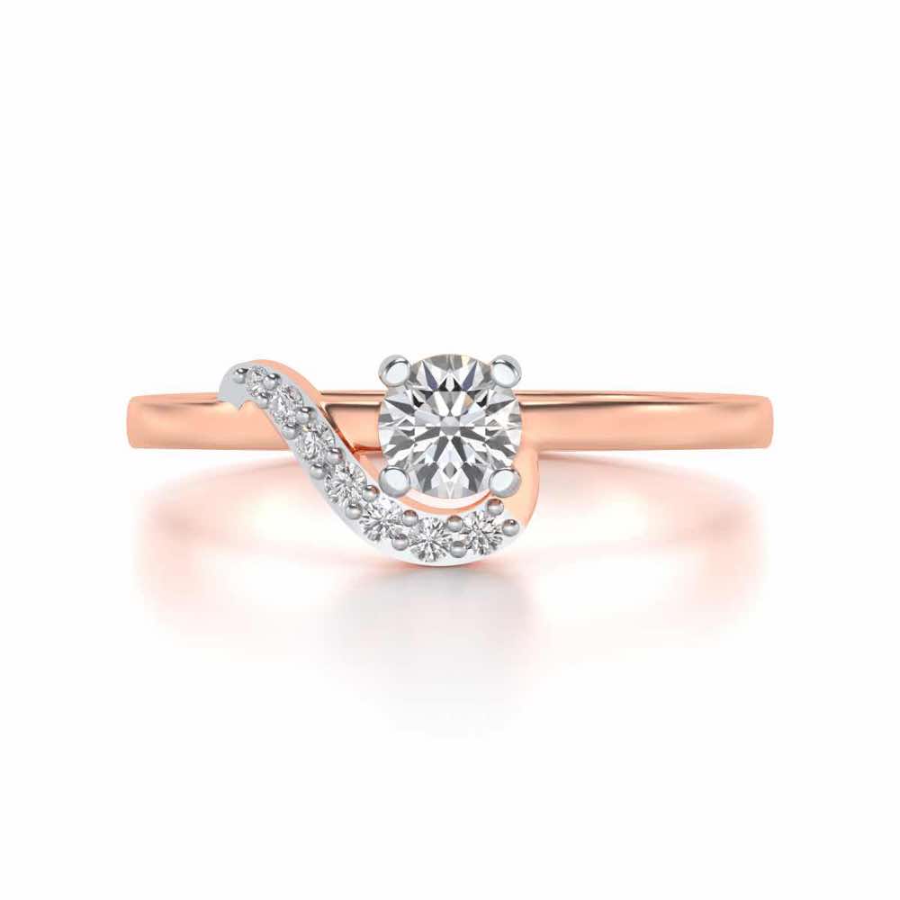 Amaze All Solitaire Silver Ring - Rose Gold - Image 4