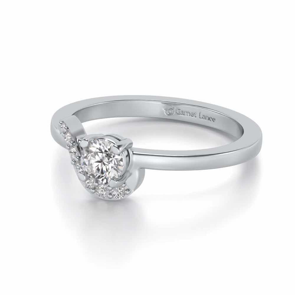 Amaze All Solitaire Silver Ring - White Gold - Image 2