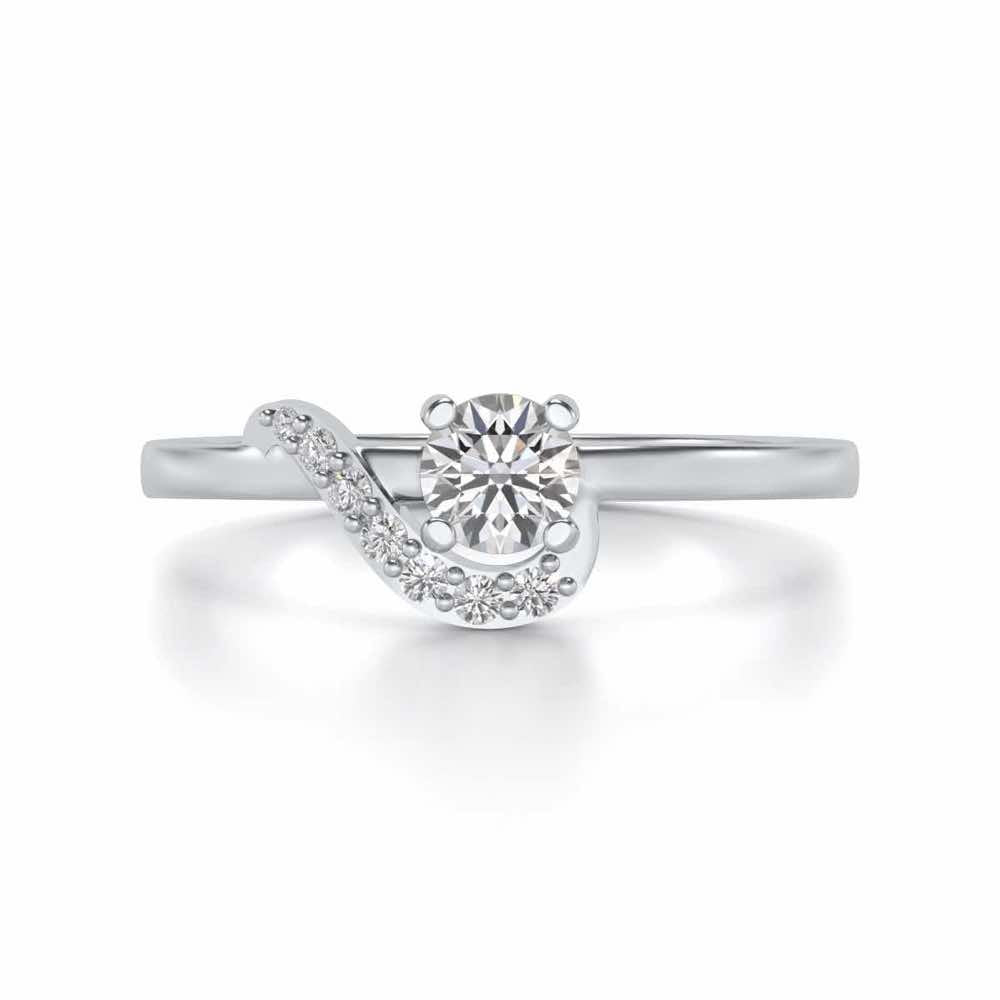 Amaze All Solitaire Silver Ring - White Gold - Image 4