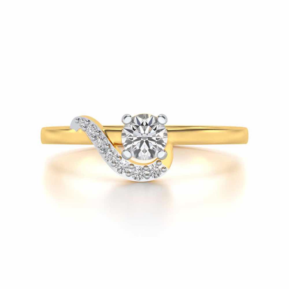 Amaze All Solitaire Silver Ring - Yellow Gold - Image 4