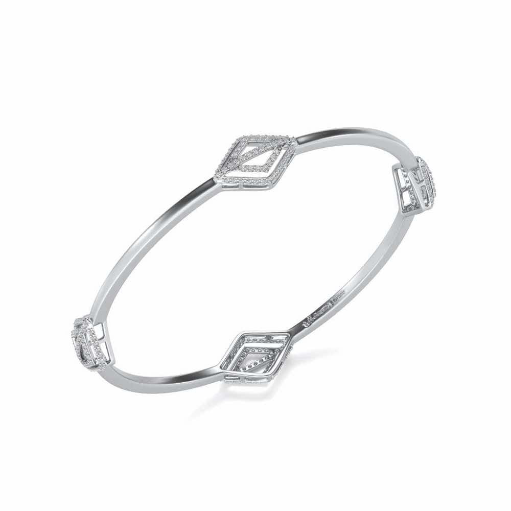 Amazed Silver Bangles - White Gold - Image 1