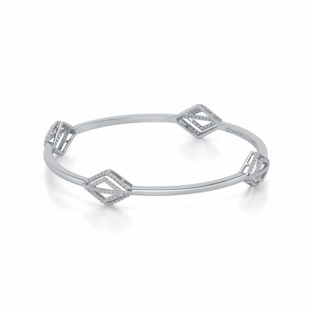 Amazed Silver Bangles - White Gold - Image 2