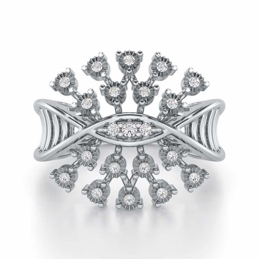 Amazing Glow Silver Ring - White Gold - Image 4