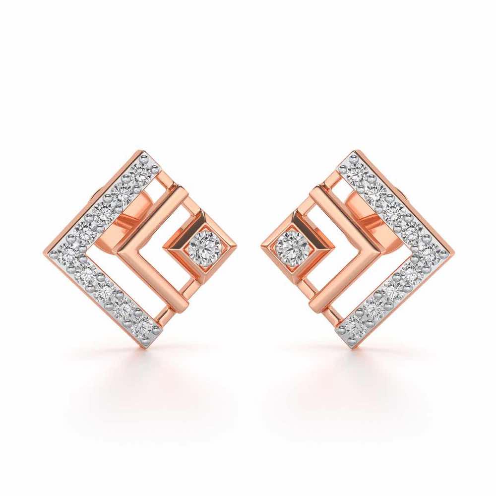 Amazing Rombhus Silver Earrings - Rose Gold - Image 1