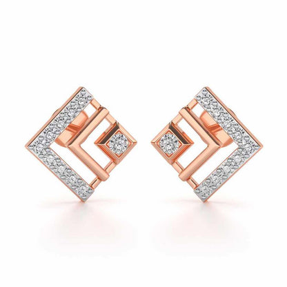 Amazing Rombhus Silver Earrings - Rose Gold - Image 1
