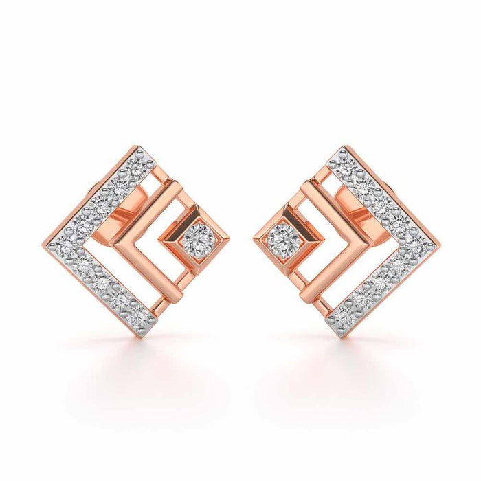 Amazing Rombhus Silver Earrings - Rose Gold - Image 1