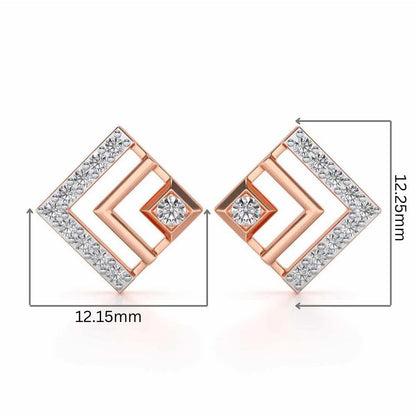 Amazing Rombhus Silver Earrings - Rose Gold - Image 2