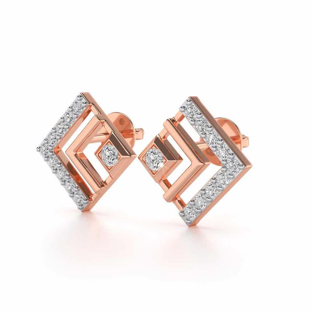 Amazing Rombhus Silver Earrings - Rose Gold - Image 3
