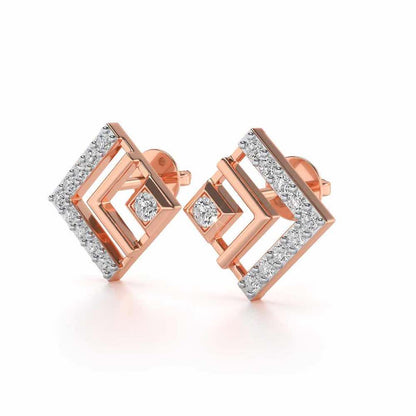 Amazing Rombhus Silver Earrings - Rose Gold - Image 3