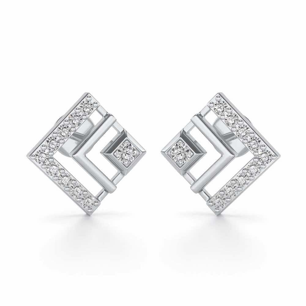 Amazing Rombhus Silver Earrings - White Gold - Image 1
