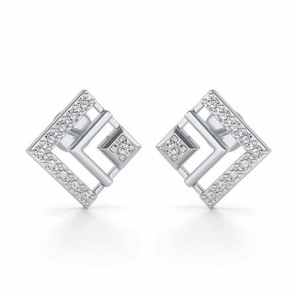 Amazing Rombhus Silver Earrings - White Gold - Image 1