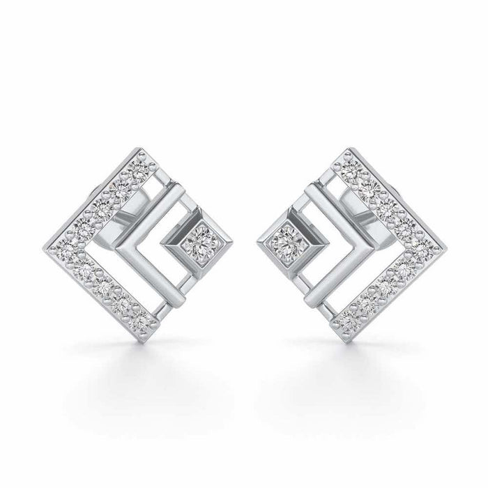 Amazing Rombhus Silver Earrings - White Gold - Image 1