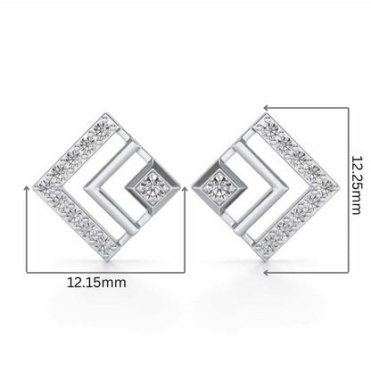 Amazing Rombhus Silver Earrings - White Gold - Image 2
