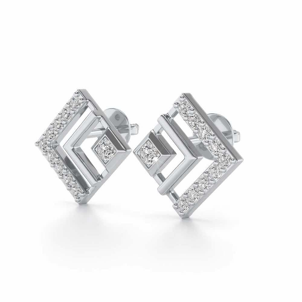 Amazing Rombhus Silver Earrings - White Gold - Image 3