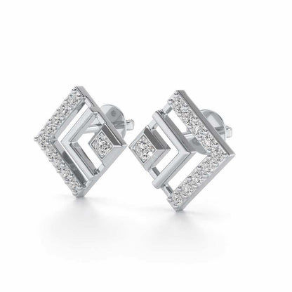 Amazing Rombhus Silver Earrings - White Gold - Image 3
