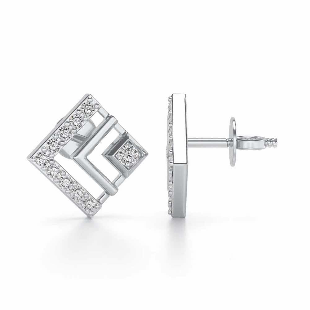 Amazing Rombhus Silver Earrings - White Gold - Image 4