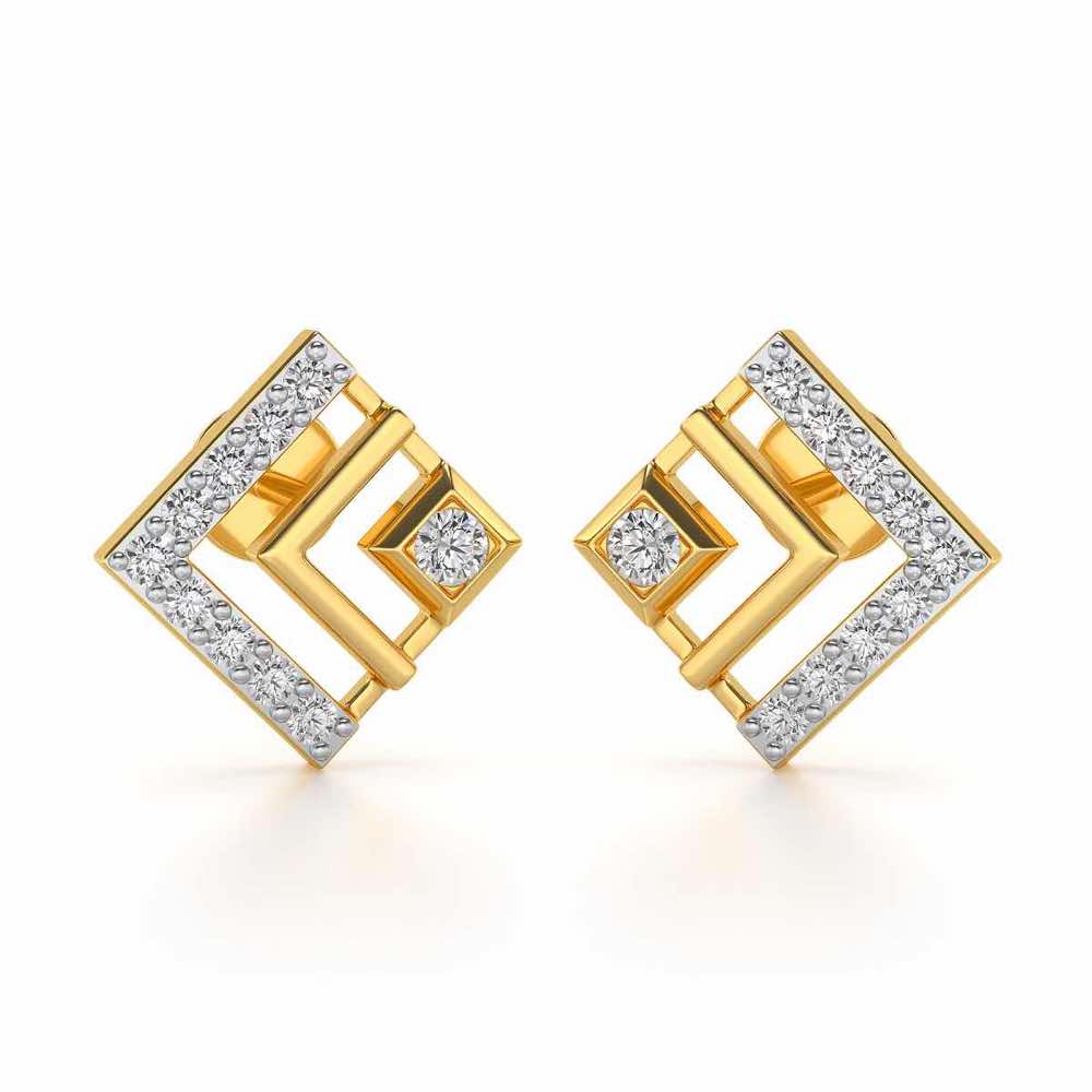 Amazing Rombhus Silver Earrings - Yellow Gold - Image 1
