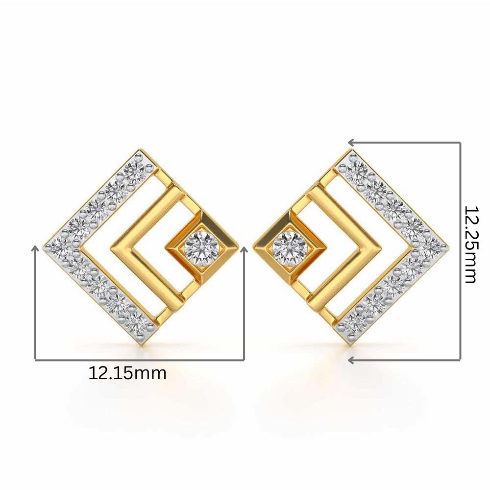 Amazing Rombhus Silver Earrings - Yellow Gold - Image 2
