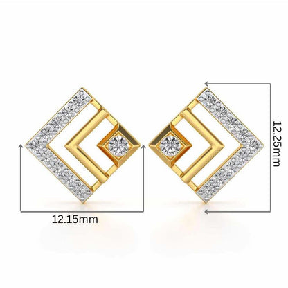 Amazing Rombhus Silver Earrings - Yellow Gold - Image 2