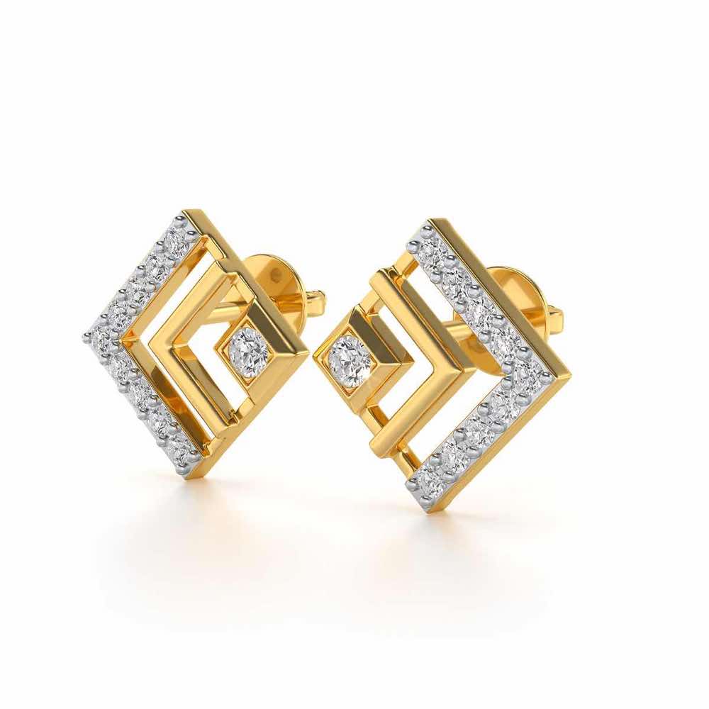 Amazing Rombhus Silver Earrings - Yellow Gold - Image 3