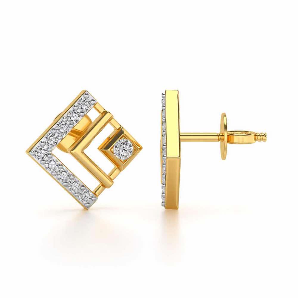 Amazing Rombhus Silver Earrings - Yellow Gold - Image 4