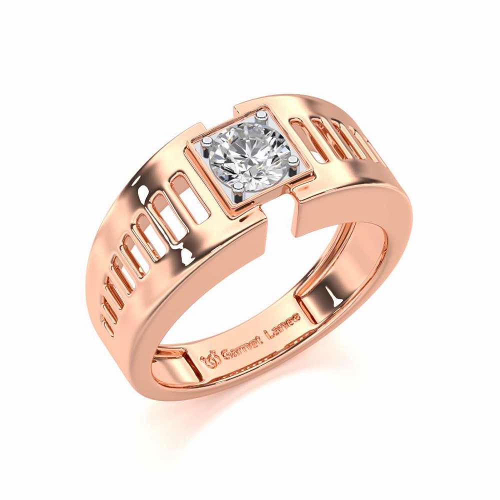 Amesh Solitaire Ring For Men - Rose Gold - Image 1