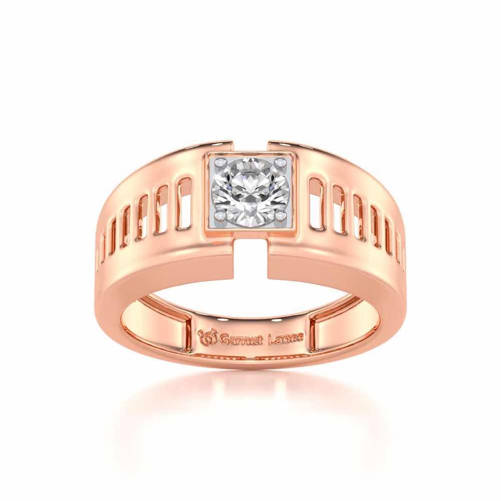 Amesh Solitaire Ring For Men - Rose Gold - Image 2