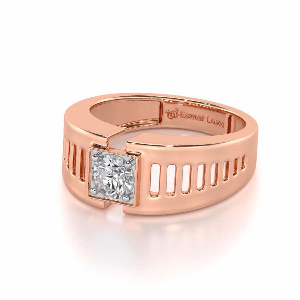 Amesh Solitaire Ring For Men - Rose Gold - Image 3