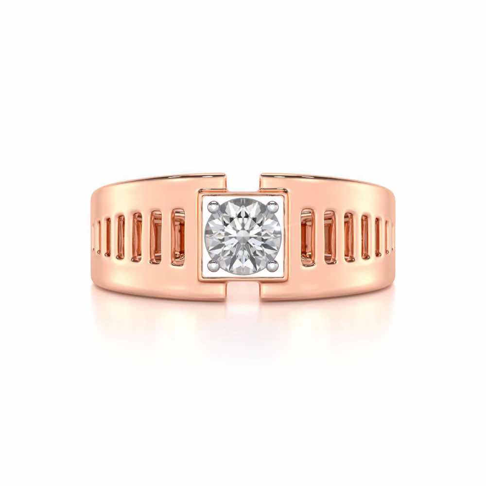 Amesh Solitaire Ring For Men - Rose Gold - Image 5