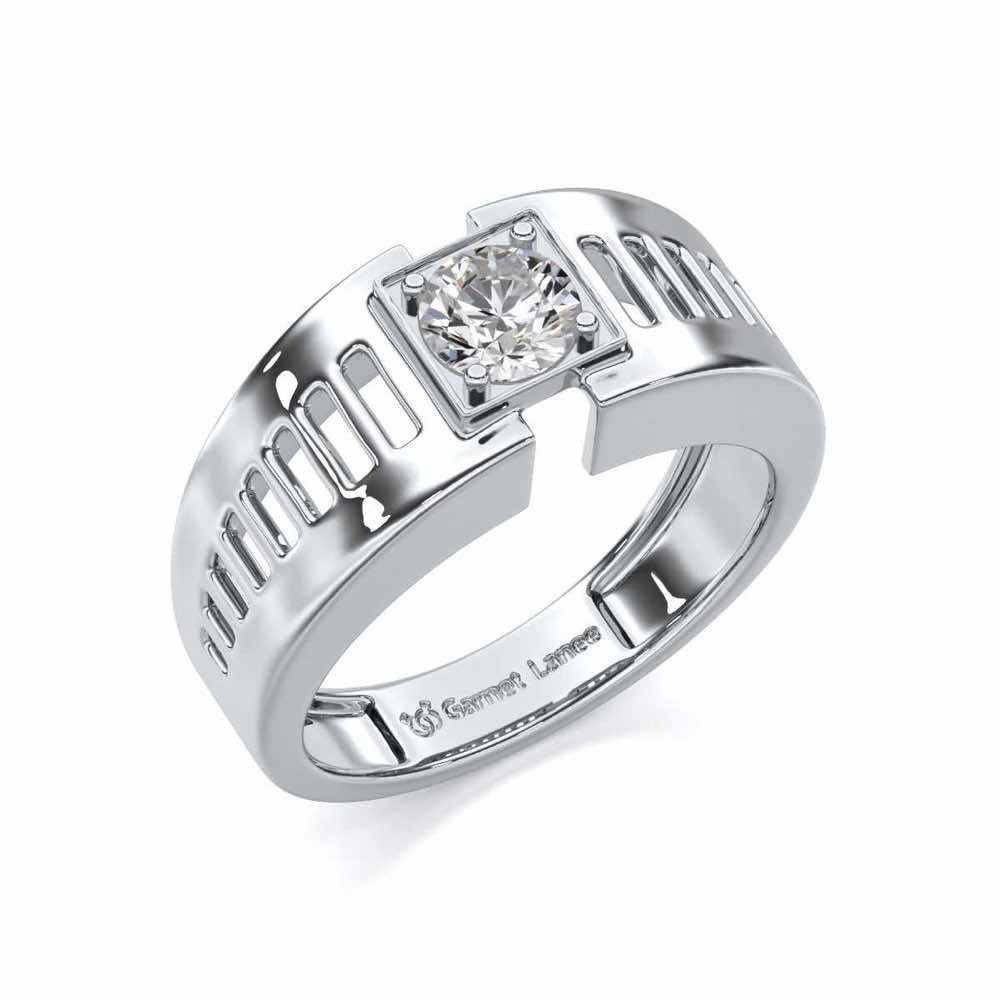 Amesh Solitaire Ring For Men - White Gold - Image 1