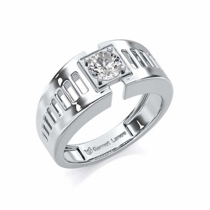Amesh Solitaire Ring For Men - White Gold - Image 1