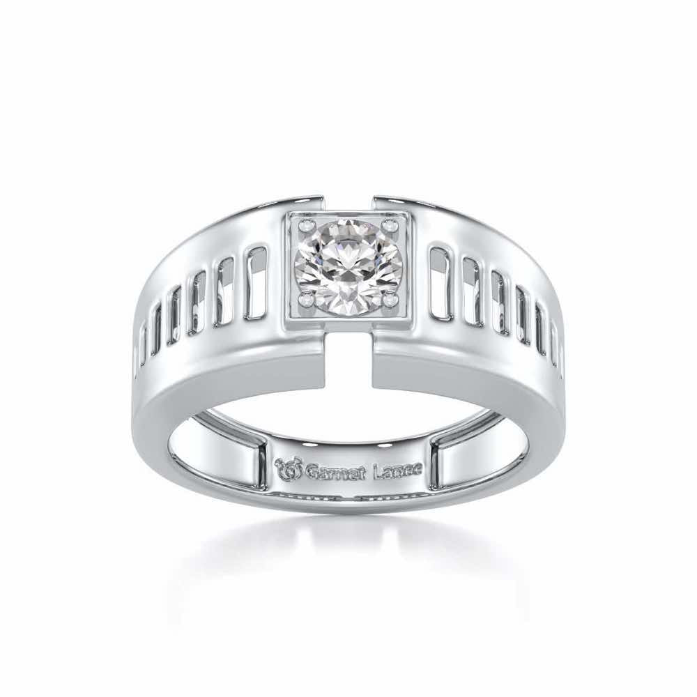 Amesh Solitaire Ring For Men - White Gold - Image 2