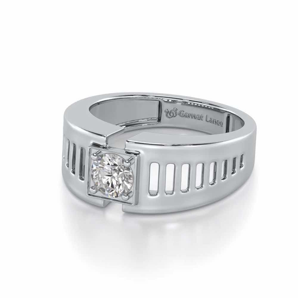 Amesh Solitaire Ring For Men - White Gold - Image 3
