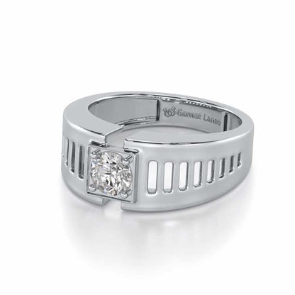 Amesh Solitaire Ring For Men - White Gold - Image 3