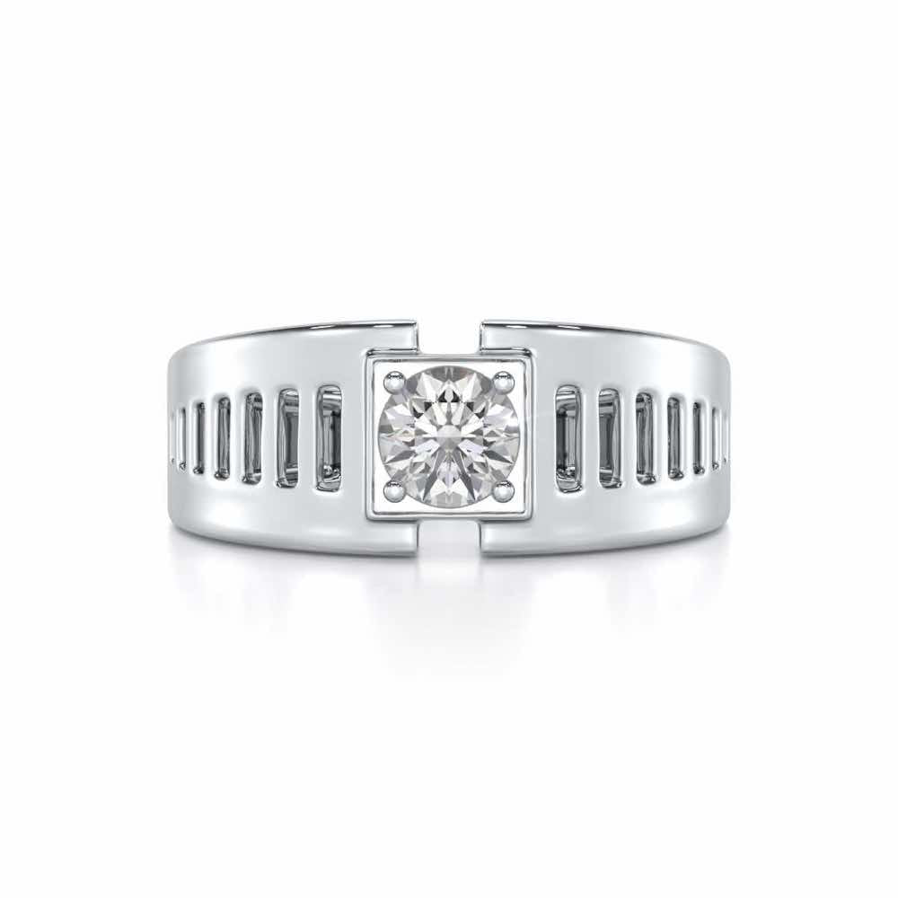 Amesh Solitaire Ring For Men - White Gold - Image 5